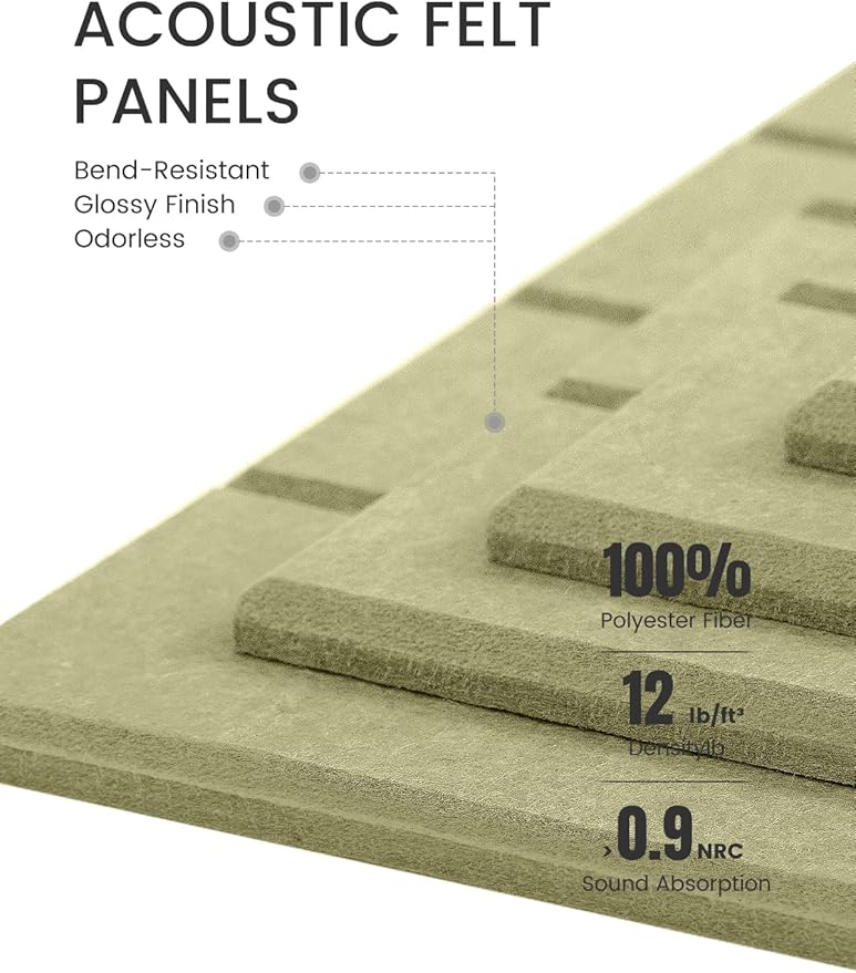 Fluxynara Large Felt Bulletin Board 48" x 36" Cork Board Alternative - 6 Pack with 40 Safe Removable Adhesive Tabs, Cork Boards for Walls Cork Board for Home Office Classroom Pin Board (Olive Green)