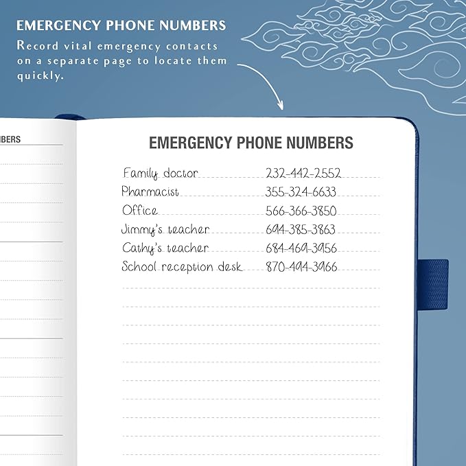 Legend Planner Address Book with Alphabetical Tabs – Mini Telephone Address Book for Phone Numbers, Addresses, Email Contacts, Passwords & Important Dates –Small Size,11x14.5cm,Hardcover (Mystic Blue)