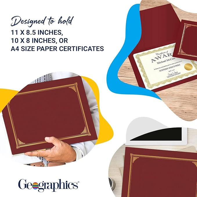 Geographics 45333 Certificate/Document Cover, 12 1/2 x 9 3/4, Burgundy (Pack of 6)