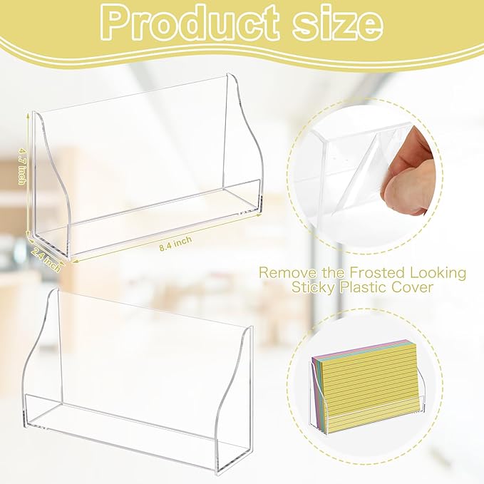 SHIQIKEJIPTY 5x8 Acrylic Index Card Holder Index Card Display Stand For Desk Note Cards File Box Postcard Holder Business Stand Display Index Organizer Case for Office Business Desktop(No Cards)