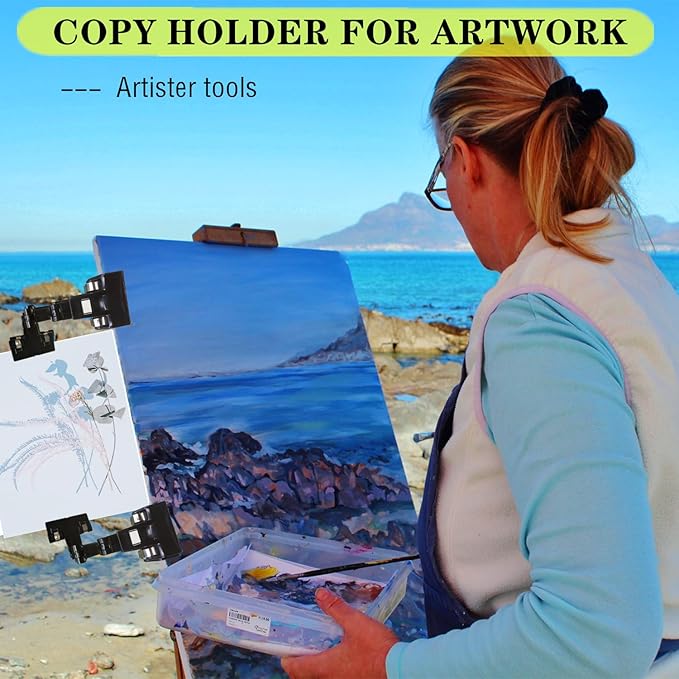 Adjustable Paper Holder Copy Holder,Flexible Rotating Clips,Handy Artist Supplies Holder Canvas Clamp,Proofing Folder Document Holder Computer Paper for Typing