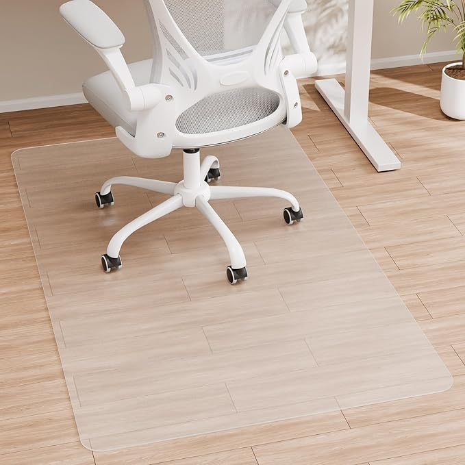 HOMEK Crystal Clear Chair Mat for Hardwood Floor, 48” x 36” Office Chair Mat for Hard Floors, 1/8” Thick Office Mat for Rolling Chairs
