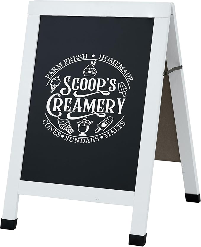 Sunnydaze Magnetic A-Frame Chalkboard Sign - Double-Sided Chalk Sandwich Board Sidewalk Sign - 30" x 20" - White