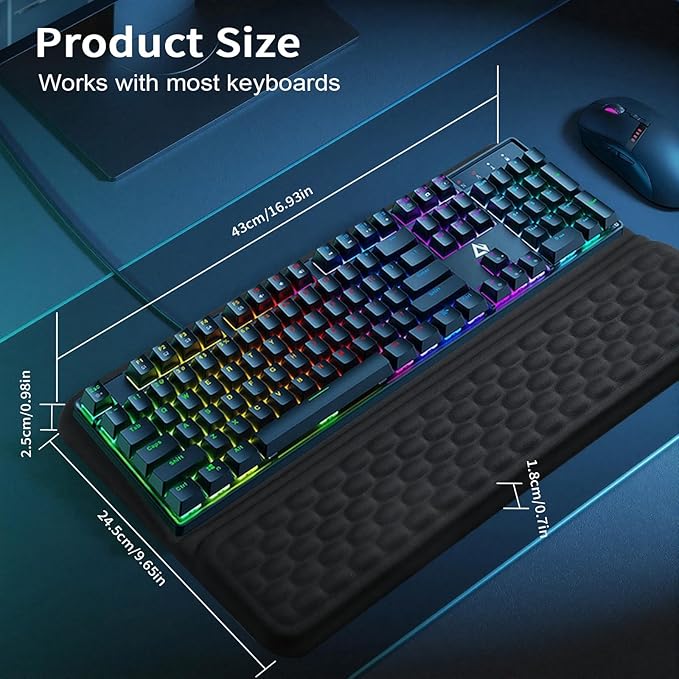 Starvortex Keyboard Stand with Wrist Rest, Ergonomic Keyboard Pad with Wrist Support, Keyboard Riser & Soft Memory Foam Cushion, 43cm Arm Rest Desk Accessories for Office,Home (Black)