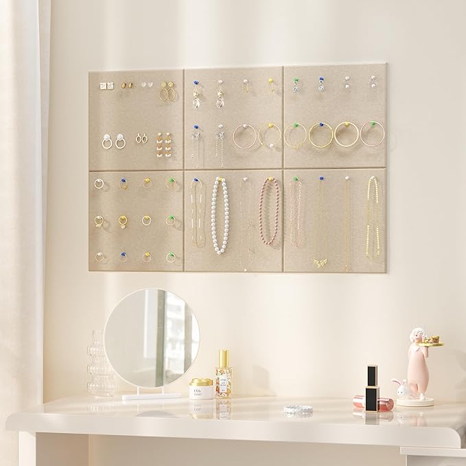 Neatsure Large Cork Board for Wall, 36" x 24" Bulletin Board with Pushpins, 6 Panels Felt Tiles Tack Push Pin Board for Office, Tan