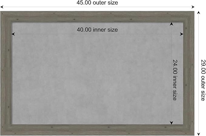 Amanti Art Grey Framed Magnetic Board 29x45 Large Vision Board for use with Magnets, 100% Metal Sheet to Display Items as Office Decor or for Home Organization in mudroom, Kitchen or Kids Room