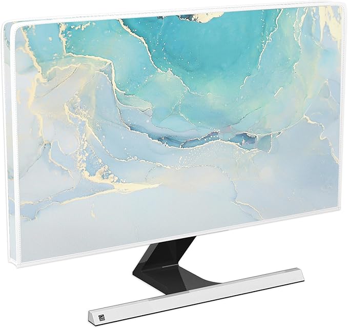 Baocicco Blue Green Marble TV Display Screen Cover 80 Inch Creative Anti-Static Dustproof Monitor Accessories Laptop LCD Cover Modern Screen Television Decoration for LED LCD OLED TVs