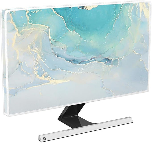 Baocicco Blue Green Marble TV Display Screen Cover 37, 38, 39 Inch Creative Anti-Static Dustproof Monitor Accessories Laptop LCD Cover Modern Screen Television Decoration for LED LCD OLED TVs