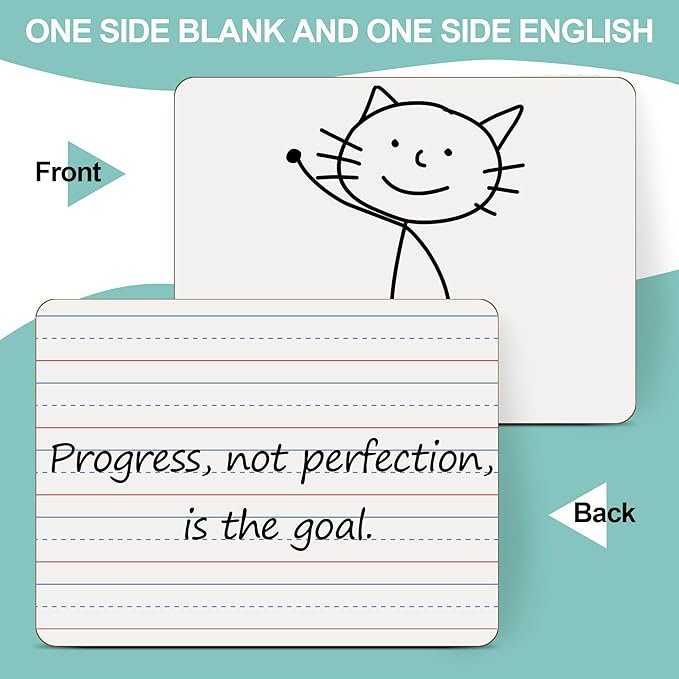 32 Pack Small White Boards, 9"x12" Mini Portable Handheld Learning Whiteboards, Double Sided Personal Dry Erase Boards with Lines for Kids, Students, Teachers Classroom School Pack