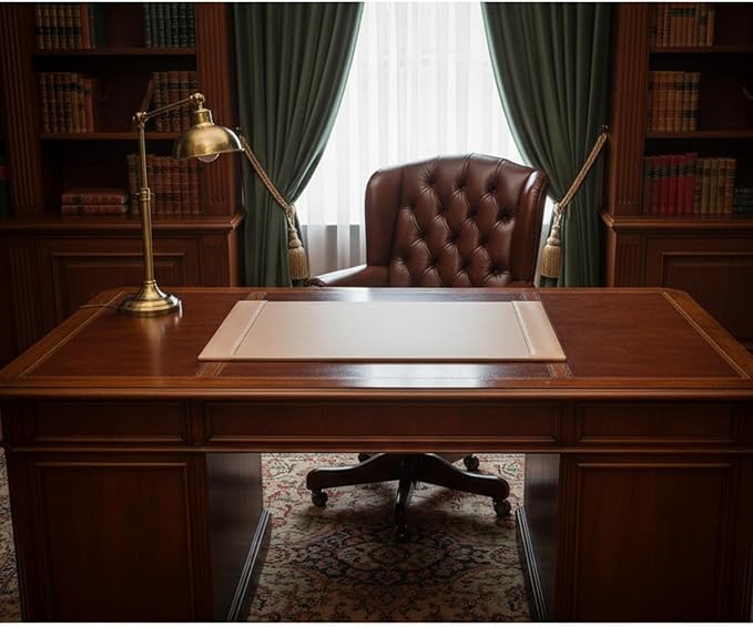 White Latte Bonded Leather 30" x 18" Side-Rail Desk Pad