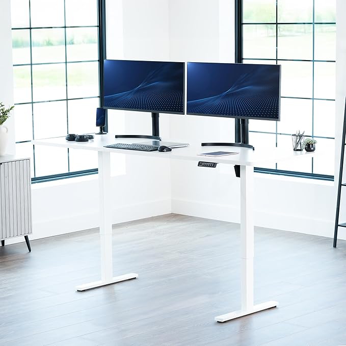 VIVO Large Electric 83 x 30 in Standing Desk, Memory Height Adjustment, 1B Series, Holds 220 lbs, White Top White Frame, DESK-KIT-1W8W