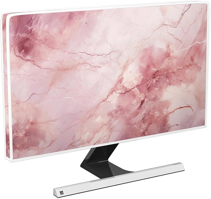 Baocicco Fashion Pink Marble Waterproof Television Cover 37, 38, 39 Inch Full Body Covers for Television Screen Panel Case Computer Sleeve Compatible with PC, Desktop and TV LED LCD OLED