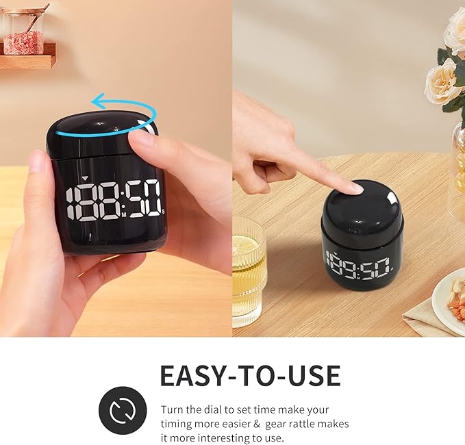 MeesMeek Digital Kitchen Timer,Countdown Countup Timer with Large LED Display Volume Adjustment,Timer for Cooking, Classroom Time for Kids and Teachers. (Black)