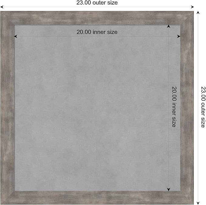 Amanti Art Silver Framed Magnetic Board 23x23 Medium Vision Board for use with Magnets, 100% Metal Sheet to Display Items as Office Decor or for Home Organization in mudroom, Kitchen or Kids Room