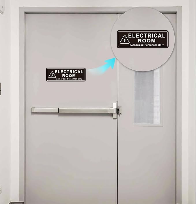 Electrical Room Door Sign for Business，Self-Adhesive Durable Modern Electrical Closet Room Sticker for Home, UV and Weather Resistant Authorized Personnel Only Signs for Business ，Workplace