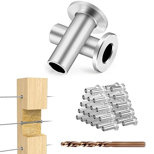 BLIKA 40 Pack Stainless Steel Protector Sleeves for 1/8" Deck Cable Railing, for Wood/Composite Posts, T316 Marine Grade, Cable Railing Protector Sleeves