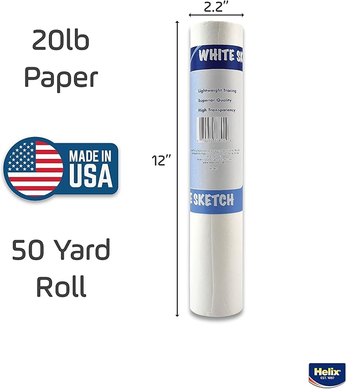 Helix - Sketch & Tracing Paper Roll - 12 Inch by 50 Yards - Transparent