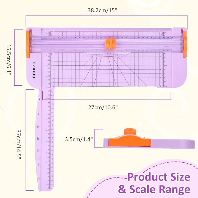 2 Set A4 Paper Cutter 12 Inch Titanium Paper Trimmer Scrapbooking Tool with 2pcs Replacement Blades with Automatic Safety Guard and Side Ruler for Craft Paper,Cardstock,Photo,Coupon, Label