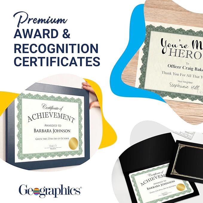 Geographics® 30% Recycled Blank Parchment Certificates, 8 1/2" x 11", Optima Green, Pack of 200