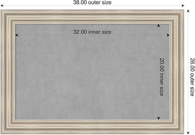Amanti Art Silver Framed Magnetic Board 26x38 Large Vision Board for use with Magnets, 100% Metal Sheet to Display Items as Office Decor or for Home Organization in mudroom, Kitchen or Kids Room