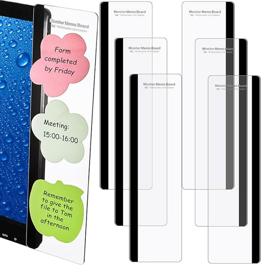 Zonon 6 Pieces Computer Monitor Notes Screen Monitor Memo Board Sticky Note Holder Message Board Computer Side Panel for Office Home Desktop Left and Right