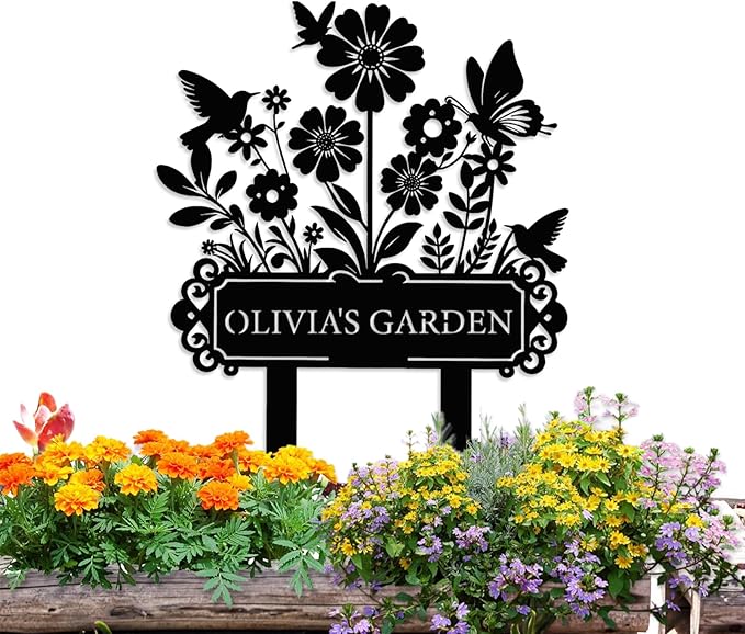 Custom Garden Sign | Personalized Garden Stake Metal Sign | Personalized Garden Name Sign | Custom Sign Outdoor Metal | Metal Sign Stakes Customized | Gardening Decor Gifts for Gardeners