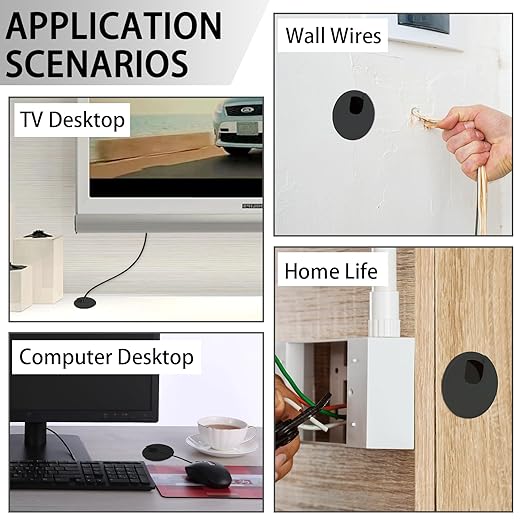 1.5 Inch(38mm) Desk Grommet,13 Pieces Wire Grommet, Desk Hole Cover for Cables with Hole Saw,Plastic Cable Cord Wire Hole Cover for Desk, Table,Cabinet,Countertop and Other Furniture(Black)