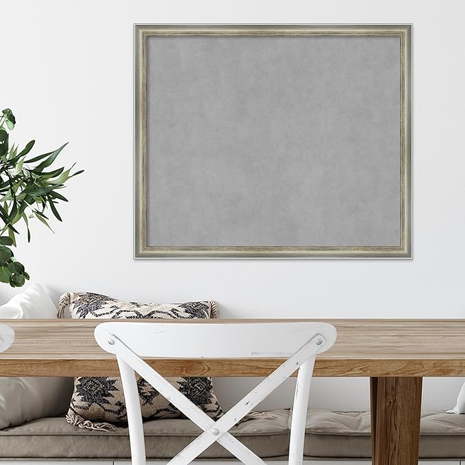 Amanti Art Silver Framed Magnetic Board 22x26 Medium Vision Board for use with Magnets, 100% Metal Sheet to Display Items as Office Decor or for Home Organization in mudroom, Kitchen or Kids Room