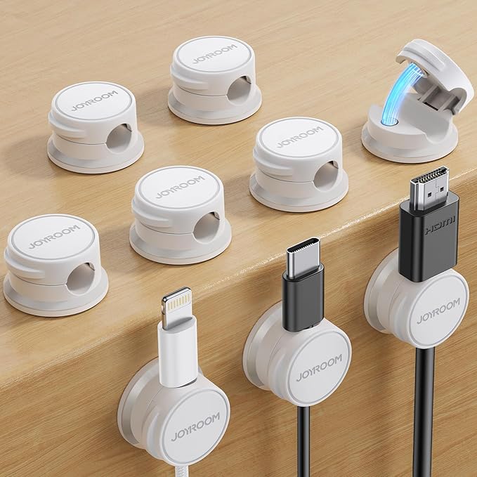 9 Pack Cable Management Cord Holder, JOYROOM Magnetic Cable Clips Adhesive Wire Hider, Cord Organizer for Desk Bedside Nightstand Table Desktop USB Wall Car Office Workspace Accessories