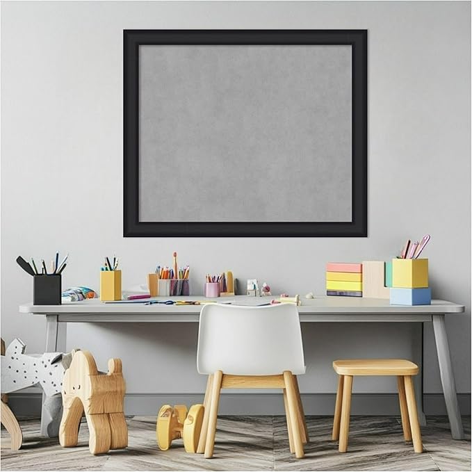 Amanti Art Black Framed Magnetic Board 23x27 Medium Vision Board for use with Magnets, 100% Metal Sheet to Display Items as Office Decor or for Home Organization in mudroom, Kitchen or Kids Room