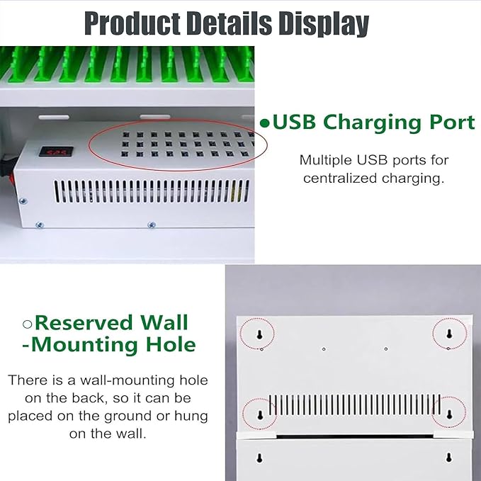 40-Slot Mobile Charging Station & Storage Cart - Secure Charging Locker Cabinet with Built-in Power, Wheels & Lock for Phones Portable Organizer for Classroom, Office, Hotel Use