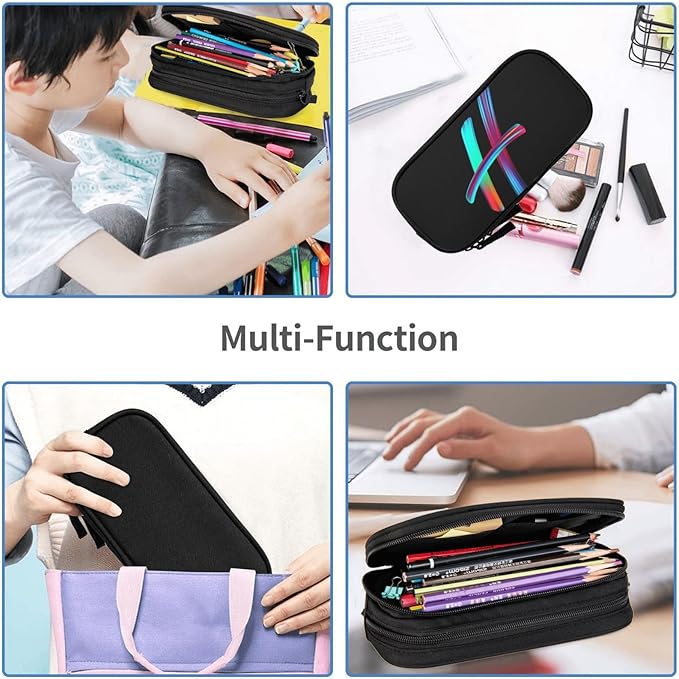 Pazacon Cute Initial Pencil Case for Kids Students, Large Capacity Pencil Pouch for Boys Girls, Letter Design Pencil Box Pen Bag Office Stationery Organizer, Rainbow Letter H