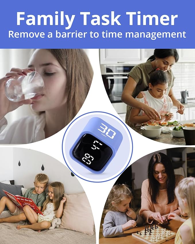 Productivity Timer Flip Gravity Sensor Cube Timer Countdown & Countup,Mute & Vibrate & Sound，5/10/30/60min & Custom Timing, Perfect for ADHD,Work,Learning,Kitchen Cooking (1Blue)