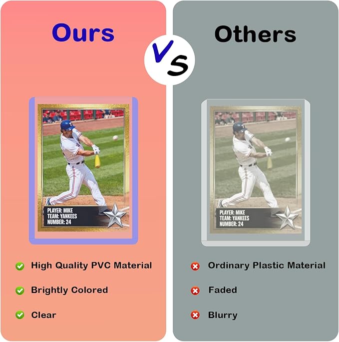 100ct 3"x4" Hard Card Sleeves - 100pt Hard Plastic Trading Card Protector, Rigid Card Sleeve, Clear Open-Top Card Sleeve Fits Thick Cards Such as Baseball, Soccer, Basketball, Hockey, Game Cards