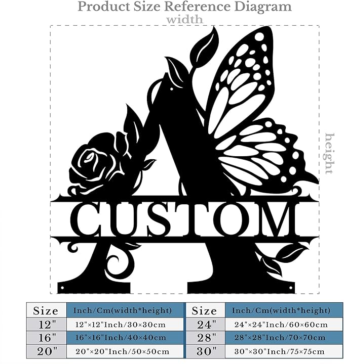 Personalized Custom Letter Name metal Signs,Custom Black Letter Monogram Wall Art Decor,Metal Signs Plaques Outdoor wall Decorative Signage (A)
