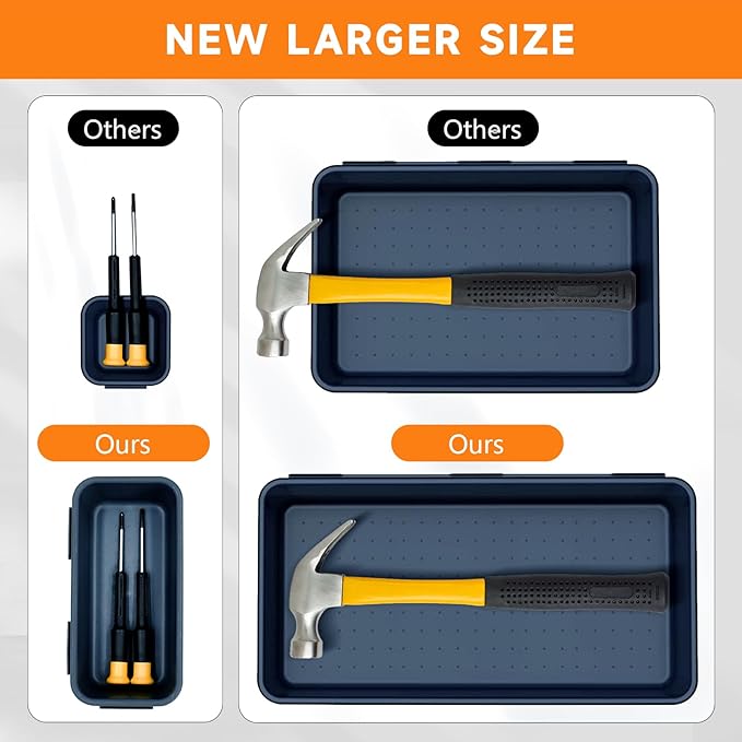 FLYVOLE Tool Box Organizer Tray, Toolbox Desk Drawer Organizer, Tool Box Tray, Toolbox Organization Storage for Rolling Tool Chest (60PCS (Blue+Orange))