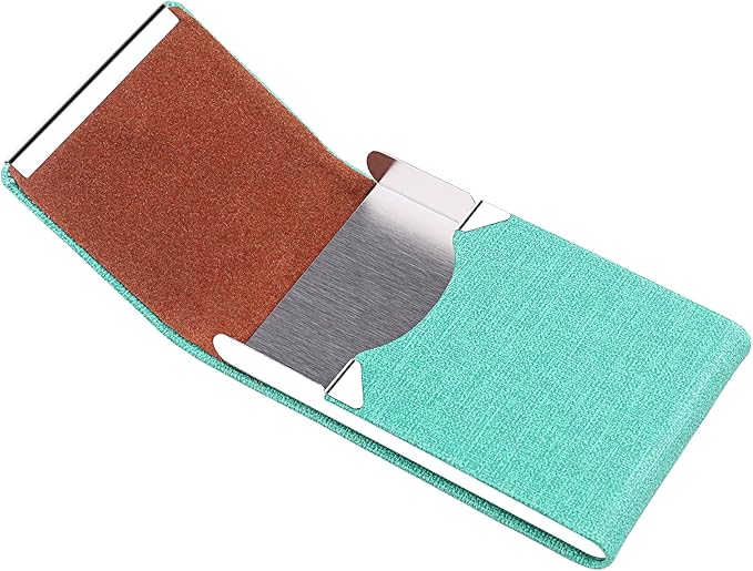 DMFLY Business Card Holder for Women and Men - Magnetic Shut Case for Purse, Green-bm