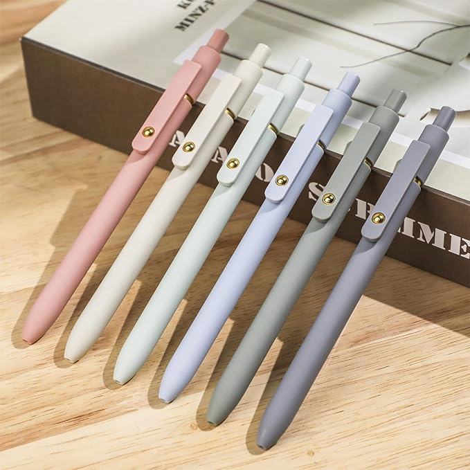 Ddaowanx Gel Pens, 6 Pcs 0.5mm Quick Dry Black Ink Pens Fine Point Smooth Writing Pens, Cute Office School Supplies Gifts for Women