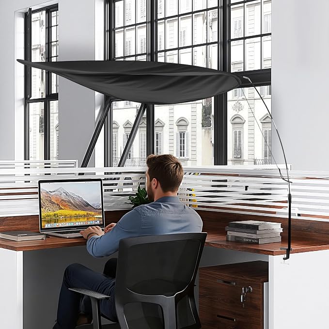 Adjustable Office Cubicle & Desk Shade – 55" Extra-Large Oval Design for Wider Coverage, Blocks Light and Distractions, Creates a Private and Comfortable Workspace