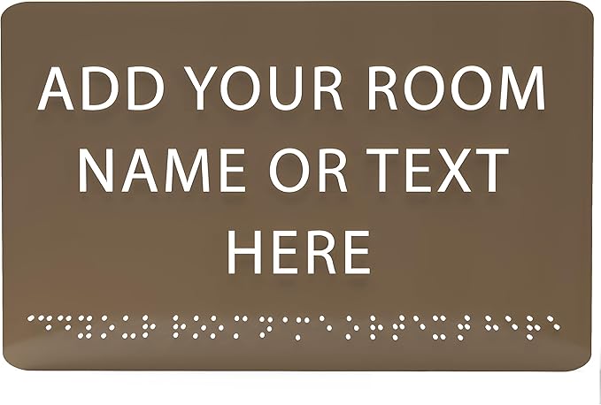 ADA CENTRAL SIGNS - 9" X6" Personalized Custom Sign - ADA Compliant Tactile Graphics Grade 2 Braille Text Acrylic Wall Signs - Add Your Room Name Text Sign for Home School Office Business Workplace