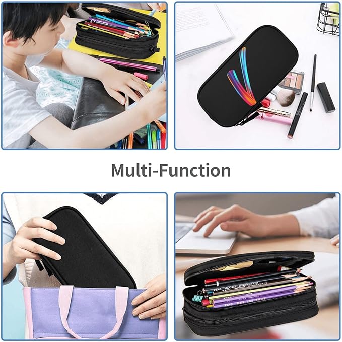 Pazacon Cute Initial Pencil Case for Kids Students, Large Capacity Pencil Pouch for Boys Girls, Letter Design Pencil Box Pen Bag Office Stationery Organizer, Rainbow Letter V