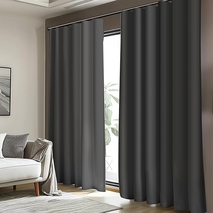 Cbsroro Room Divider Blackout Curtain Track Curtains Wall Dividers Panels Screen for Living Rooms Bedroom Office Privacy Partition Separation, W150 × L120 Inch,1 Panel, Black