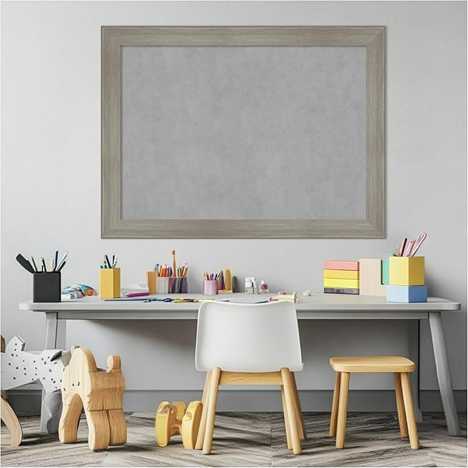 Amanti Art Grey Framed Magnetic Board 24x32 Medium Vision Board for use with Magnets, 100% Metal Sheet to Display Items as Office Decor or for Home Organization in mudroom, Kitchen or Kids Room