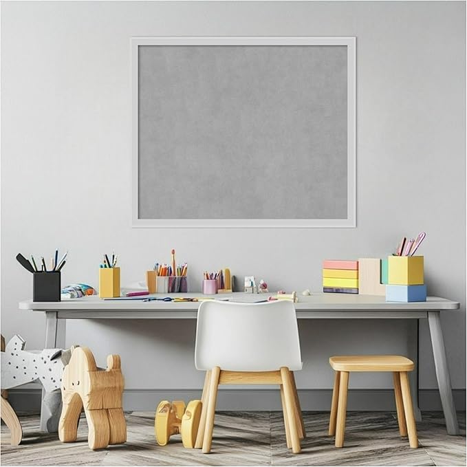 Amanti Art Silver Framed Magnetic Board 21x25 Medium Vision Board for use with Magnets, 100% Metal Sheet to Display Items as Office Decor or for Home Organization in mudroom, Kitchen or Kids Room