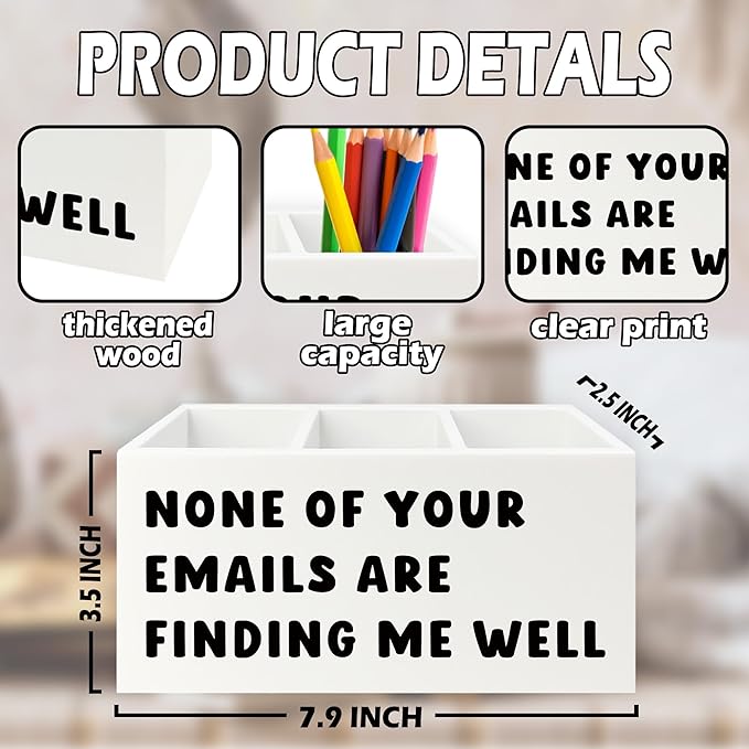 XPH Funny Office Pen Pencil Holder Organizer for Desk, Sarcastic Gifts for Women Men, Funny Coworkers Gifts Wooden Box Sign for Home Office Desk Tabletop Decorations