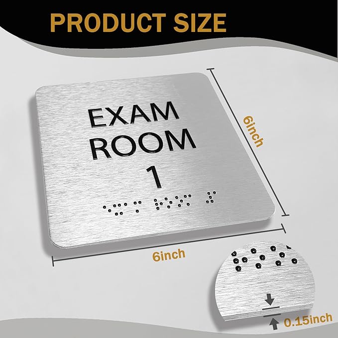 Exam Room Sign 6" x 6" Numbers 1-5 with Braille and Tactile Identification Signs Numbers for Apartment Offices Educational Institution Directional Assistance Test Center Elevator Sign Door Number Signs