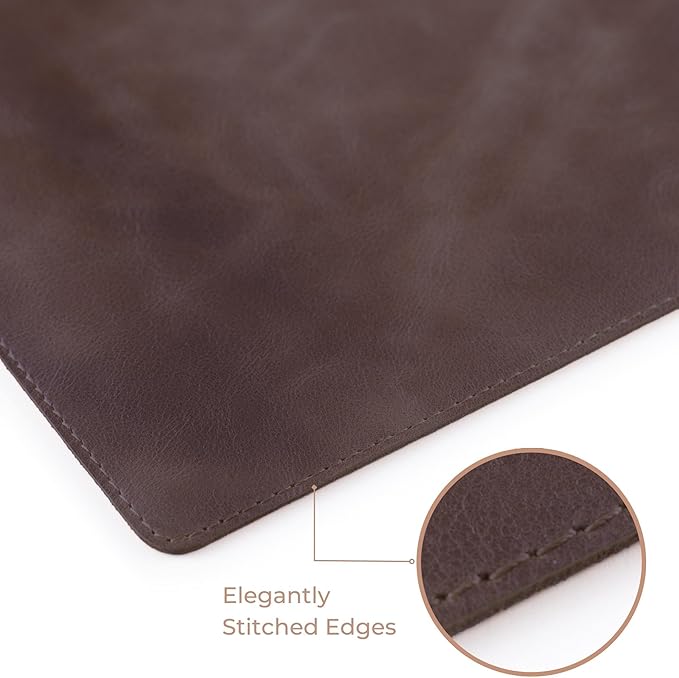 Node Leather - Leather Desk Mat - Executive Real Leather Desk Pad - Genuine Leather Office Desktop mat - Large (18 3/4"" X 35 3/4"") | Non-Slip Leather Desk Blotter, Cloudy Dark Brown
