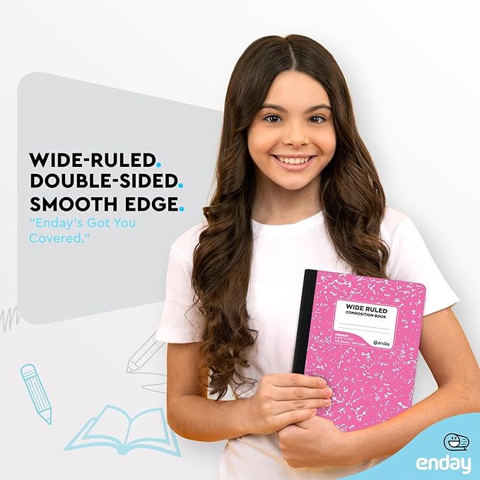 Emraw Composition Notebooks (48 Pack) Wide Ruled Paper Bulk, Hard Cover Composition Notebook, Lined Composition Books, 200 Pages (100 Sheets), Wide Ruled Notebook, (Assorted Colors)