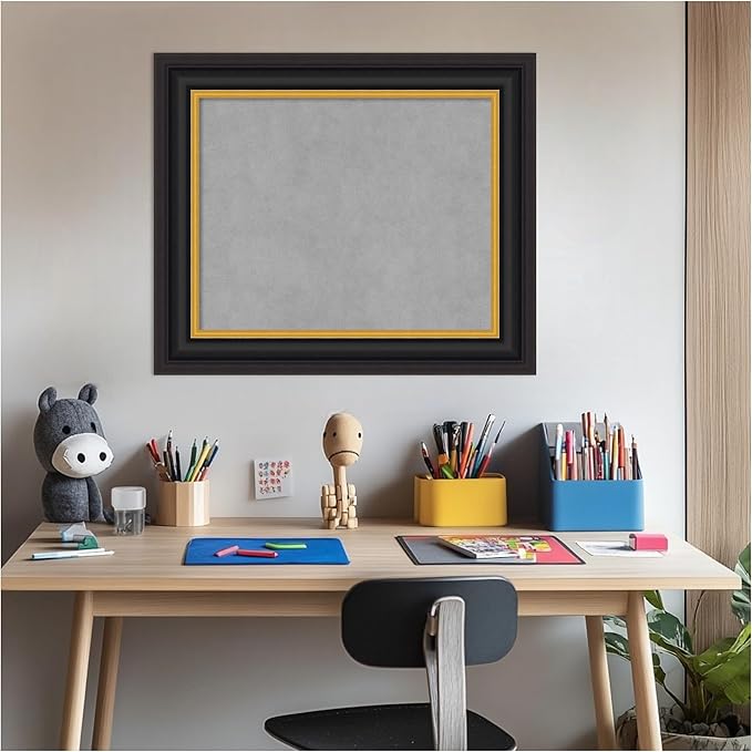 Amanti Art Black Framed Magnetic Board 22x26 Small Vision Board for use with Magnets, 100% Metal Sheet to Display Items as Office Decor or for Home Organization in mudroom, Kitchen or Kids Room