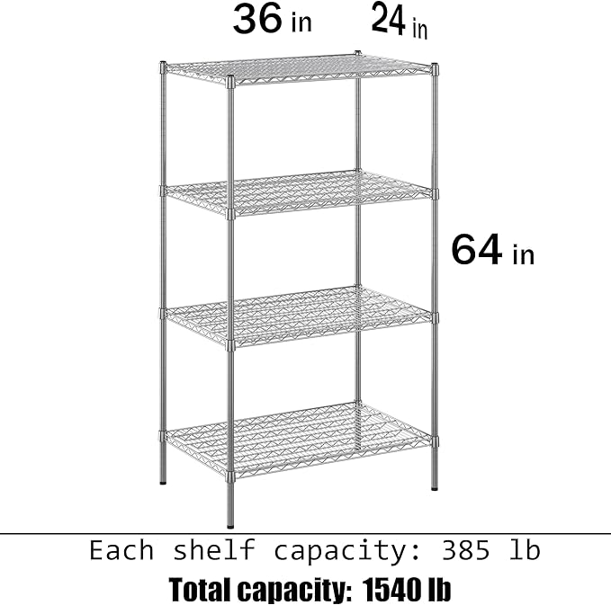 Regal Altair 24" Deep x 36" Wide x 64" Height Wire Shelving Kit | 4-Tier | NSF Commercial Storage Rack Unit